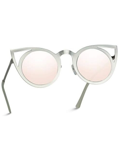 Womens Cateye Retro Fashion Retro Round Lens Cat Eye Sunglasses