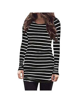 Sherosa Womens Basic Casual Long Sleeve Slim Fit T Shirt Dress Tunic Top