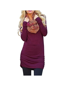 Sherosa Womens Basic Casual Long Sleeve Slim Fit T Shirt Dress Tunic Top