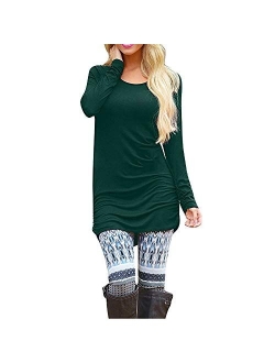 Sherosa Womens Basic Casual Long Sleeve Slim Fit T Shirt Dress Tunic Top