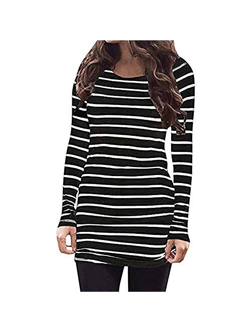 Sherosa Womens Basic Casual Long Sleeve Slim Fit T Shirt Dress Tunic Top