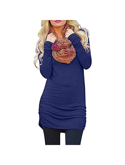 Sherosa Womens Basic Casual Long Sleeve Slim Fit T Shirt Dress Tunic Top