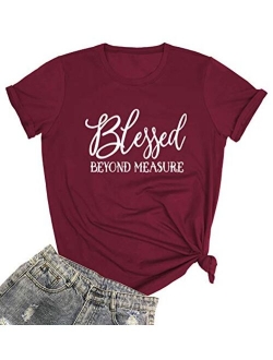 LOOKFACE Women Blessed Beyong Measure Gprahic Funny Cute T Shirts(Gift Ideas)