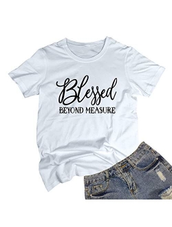 LOOKFACE Women Blessed Beyong Measure Gprahic Funny Cute T Shirts(Gift Ideas)