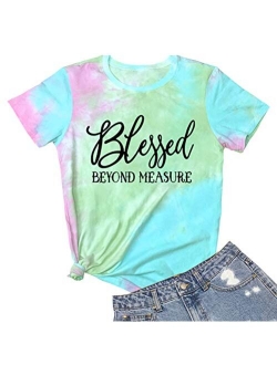 LOOKFACE Women Blessed Beyong Measure Gprahic Funny Cute T Shirts(Gift Ideas)