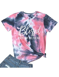 LOOKFACE Women Blessed Beyong Measure Gprahic Funny Cute T Shirts(Gift Ideas)