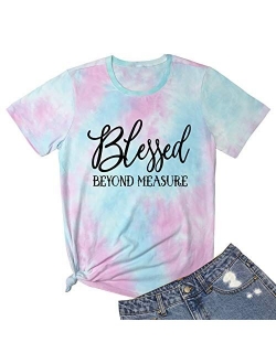 LOOKFACE Women Blessed Beyong Measure Gprahic Funny Cute T Shirts(Gift Ideas)