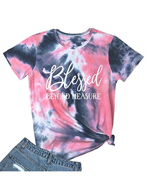 LOOKFACE Women Blessed Beyong Measure Gprahic Funny Cute T Shirts(Gift Ideas)