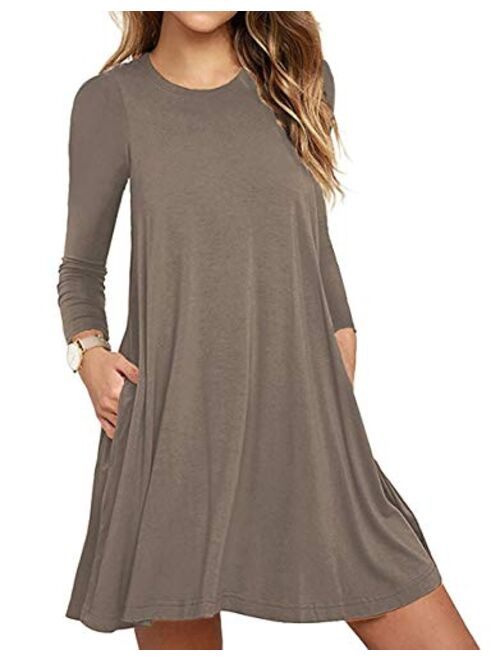 HiMONE Women's Sleeveless Dress Pockets Casual Swing T-Shirt Dresses