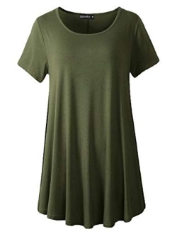 ZENNILO Women Casual Loose Fit Swing Flare Tunic Tops Basic Plus Size Flowy Shirt