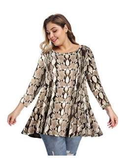 ZENNILO Women Casual Loose Fit Swing Flare Tunic Tops Basic Plus Size Flowy Shirt