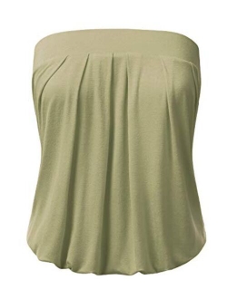 DRESSIS Womens Basic Sleeveless Pleated Tube Top