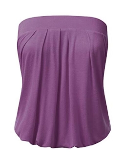 DRESSIS Womens Basic Sleeveless Pleated Tube Top