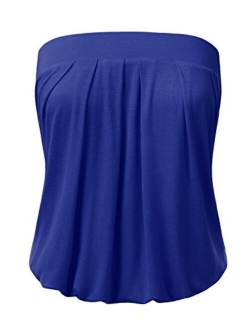 DRESSIS Womens Basic Sleeveless Pleated Tube Top