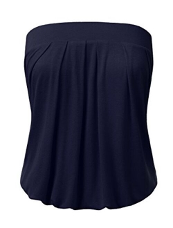 DRESSIS Womens Basic Sleeveless Pleated Tube Top