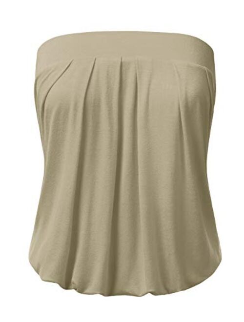 DRESSIS Womens Basic Sleeveless Pleated Tube Top