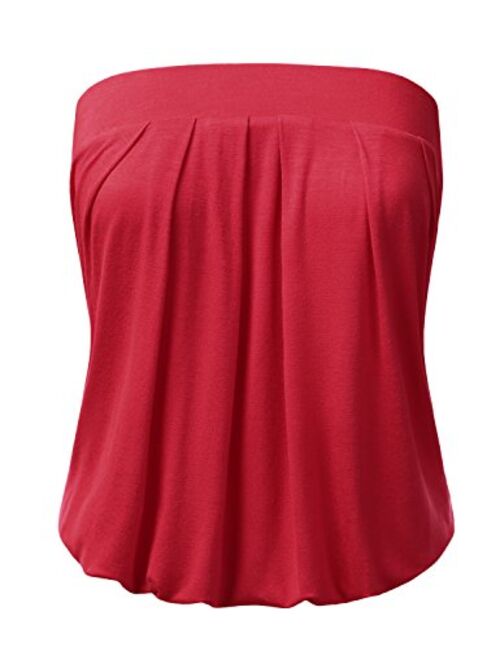 DRESSIS Womens Basic Sleeveless Pleated Tube Top