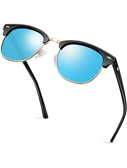 Semi Rimless Polarized Sunglasses for Women Men, Unisex Sunglasses with Half Frame