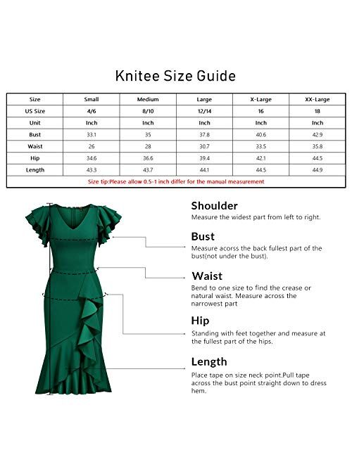 Knitee Women's Vintage Off Shoulder V-Neck Evening Party Cocktail Ruffles Slit Formal Dress