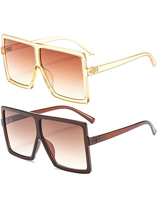 MAOLEN Oversized Square Sunglasses for Women Men Flat Top Shades 2020 Trendy Fashion Sunglasses