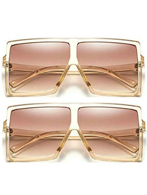 MAOLEN Oversized Square Sunglasses for Women Men Flat Top Shades 2020 Trendy Fashion Sunglasses