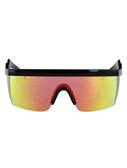 Semi Rimless Goggle Style Retro Rainbow Mirrored Lens ZigZag Sunglasses