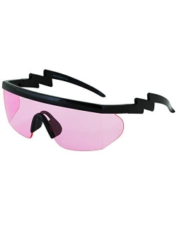 Semi Rimless Goggle Style Retro Rainbow Mirrored Lens ZigZag Sunglasses