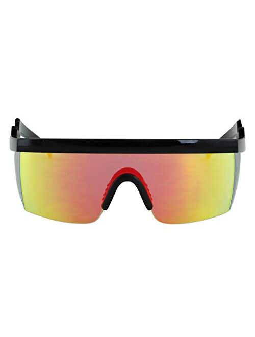 Semi Rimless Goggle Style Retro Rainbow Mirrored Lens ZigZag Sunglasses