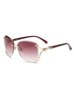 VOLCHIEN Women Shades Rimless Sunglasses Bling Frame Round Lens Sunglass Metal Frame Sunglasses for Women Men VC1012