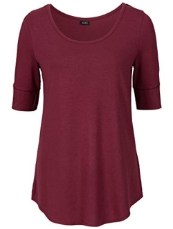 LUSMAY Womens Cotton Tops Casual Fitted T Shirt Half Sleeve Tee