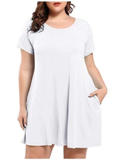 BELAROI Women's Short Sleeve Swing Dresses Summer Casual Pockets T Shirt Dress