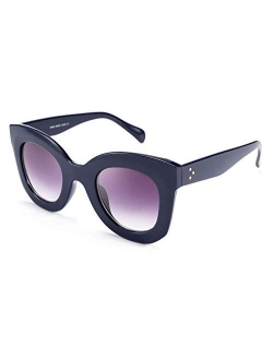 Oversized Square Horn Sunglasses Men Women Retro Thick Bold Frame B2572