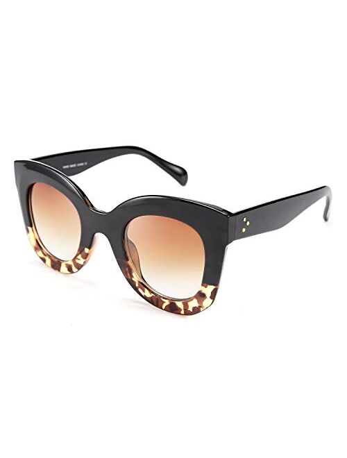 FEISEDY Oversized Square Horn Sunglasses Men Women Retro Thick Bold Frame B2572