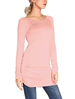 Women's Casual T-Shirt Long Sleeve Solid Tunic Tops Slim Fit