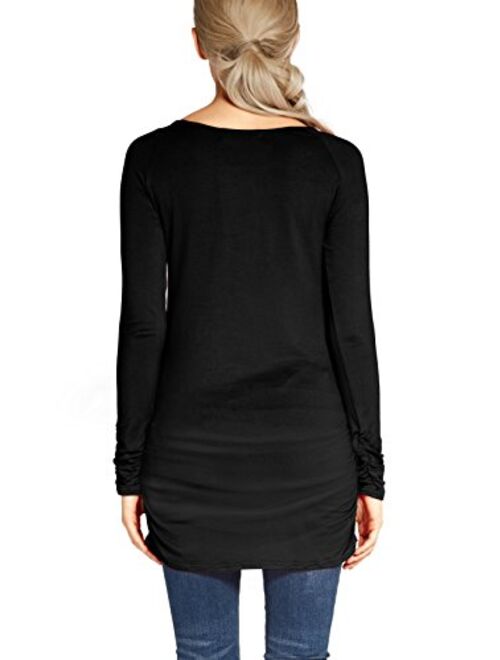 Urban CoCo Women's Casual T-Shirt Long Sleeve Solid Tunic Tops Slim Fit