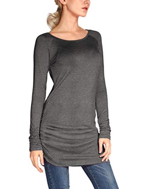 Urban CoCo Women's Casual T-Shirt Long Sleeve Solid Tunic Tops Slim Fit