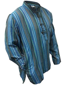 SHOPOHOLIC FASHION Mens Striped Grandad Shirt