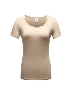 OThread & Co. Women's Short Sleeve T-Shirt Scoop Neck Basic Layer Spandex Shirts