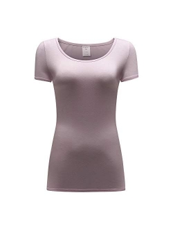 OThread & Co. Women's Short Sleeve T-Shirt Scoop Neck Basic Layer Spandex Shirts