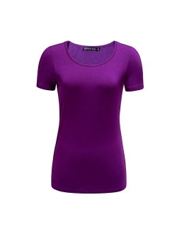 OThread & Co. Women's Short Sleeve T-Shirt Scoop Neck Basic Layer Spandex Shirts