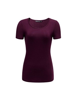 OThread & Co. Women's Short Sleeve T-Shirt Scoop Neck Basic Layer Spandex Shirts