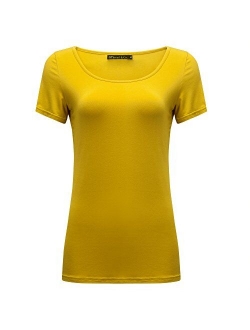 OThread & Co. Women's Short Sleeve T-Shirt Scoop Neck Basic Layer Spandex Shirts