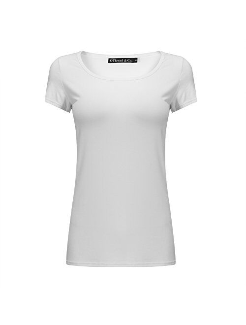 OThread & Co. Women's Short Sleeve T-Shirt Scoop Neck Basic Layer Spandex Shirts