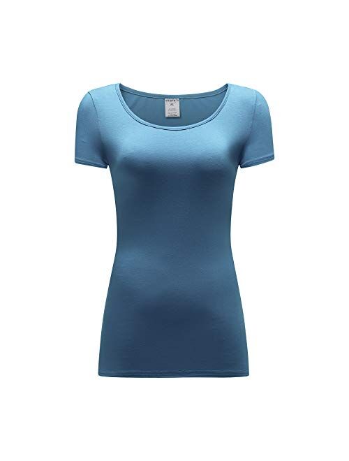 OThread & Co. Women's Short Sleeve T-Shirt Scoop Neck Basic Layer Spandex Shirts