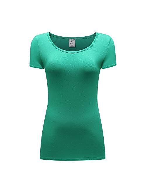 OThread & Co. Women's Short Sleeve T-Shirt Scoop Neck Basic Layer Spandex Shirts