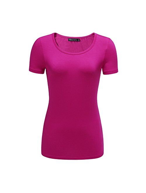 OThread & Co. Women's Short Sleeve T-Shirt Scoop Neck Basic Layer Spandex Shirts