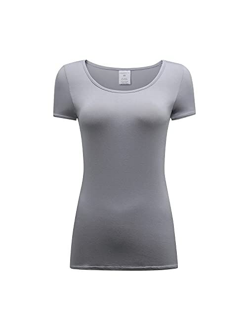 OThread & Co. Women's Short Sleeve T-Shirt Scoop Neck Basic Layer Spandex Shirts