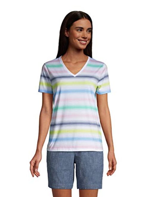 Lands' End Women's Relaxed Supima Cotton Short Sleeve V-Neck T-Shirt