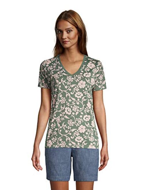 Lands' End Women's Relaxed Supima Cotton Short Sleeve V-Neck T-Shirt