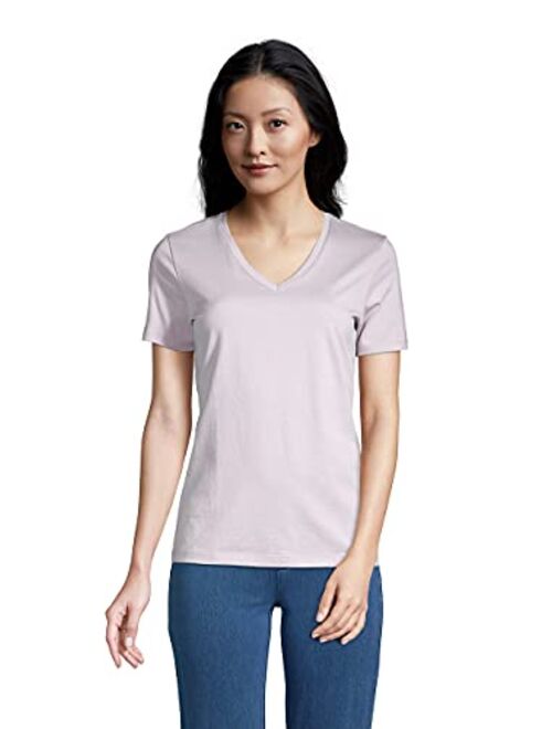 Lands' End Women's Relaxed Supima Cotton Short Sleeve V-Neck T-Shirt